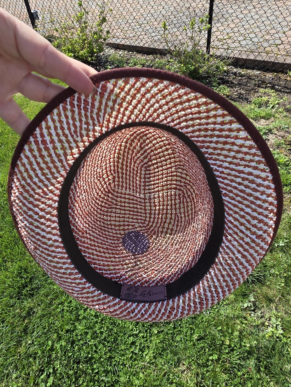 Lola Hats Woven Orange and White Fedora with Brown Band, Nwt - Picture 5 of 5